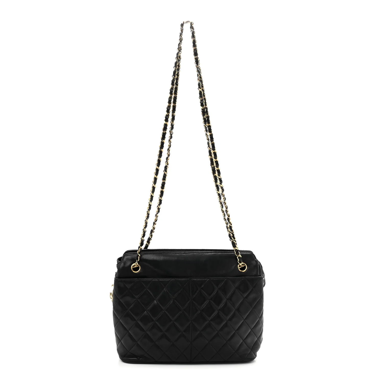 Lambskin Quilted Shoulder Bag Black