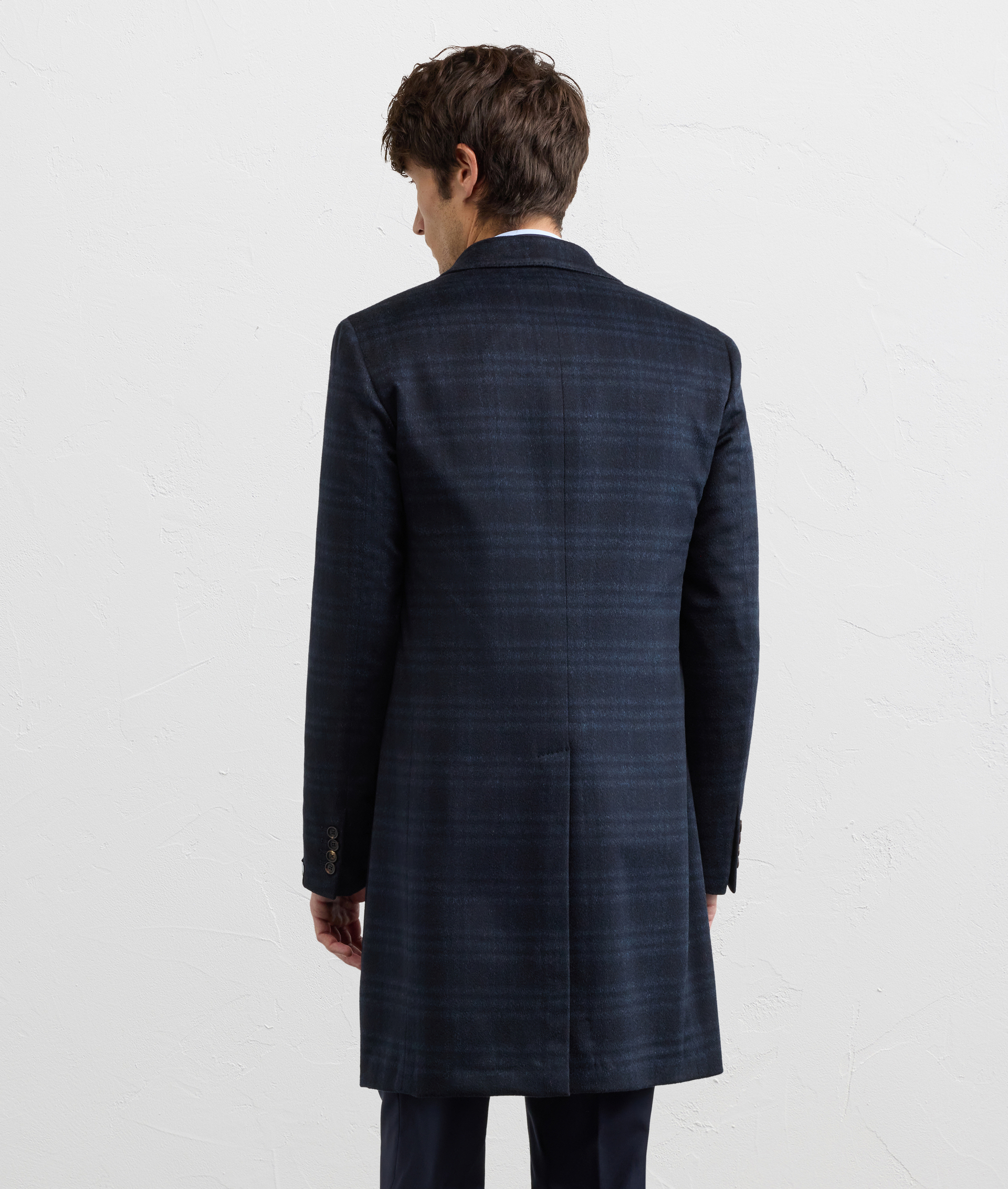NAVY BLUE CASHMERE SINGLE BREASTED REGULAR FIT COAT