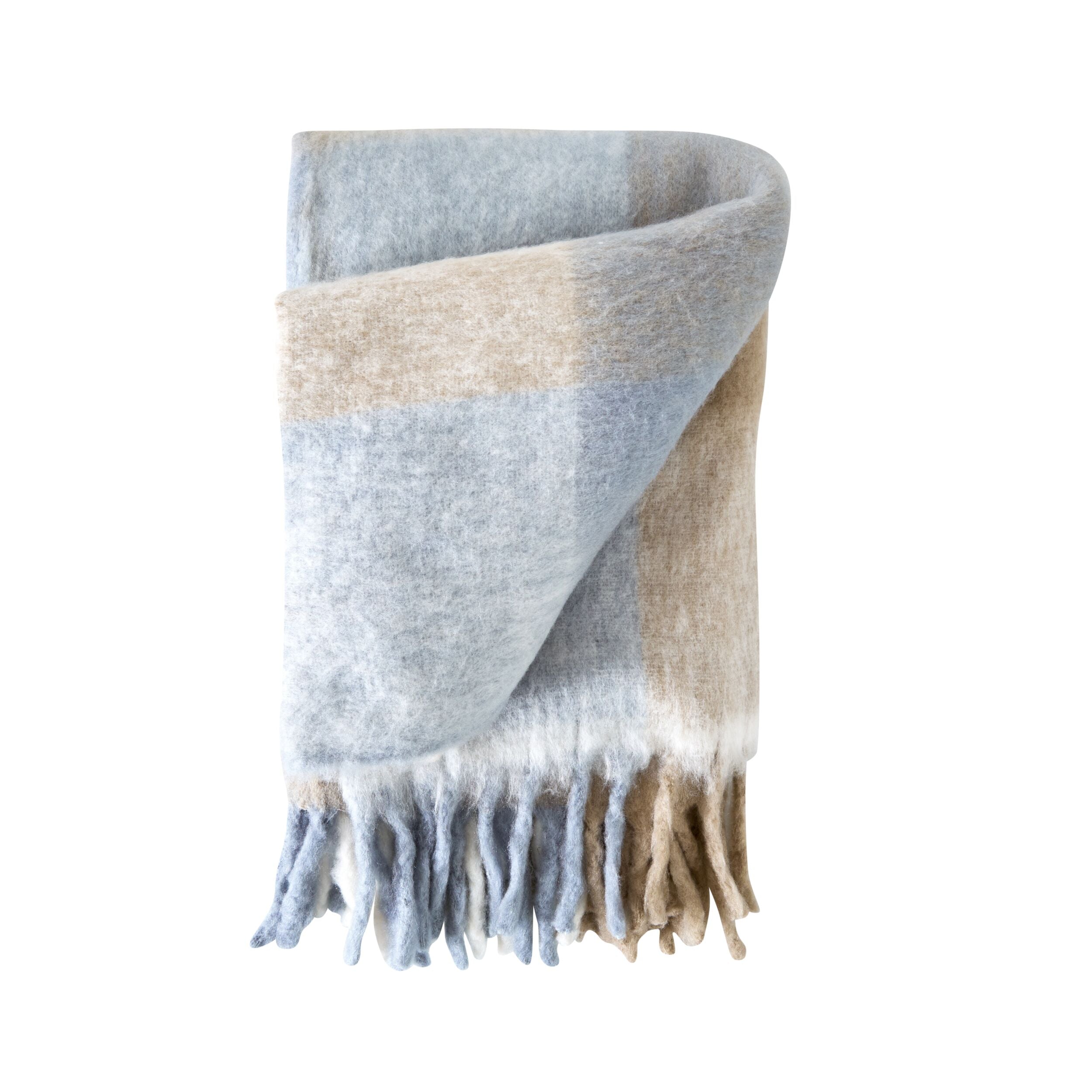 Hunter Wool Blend Throw Sky Blue Check 130x170cm