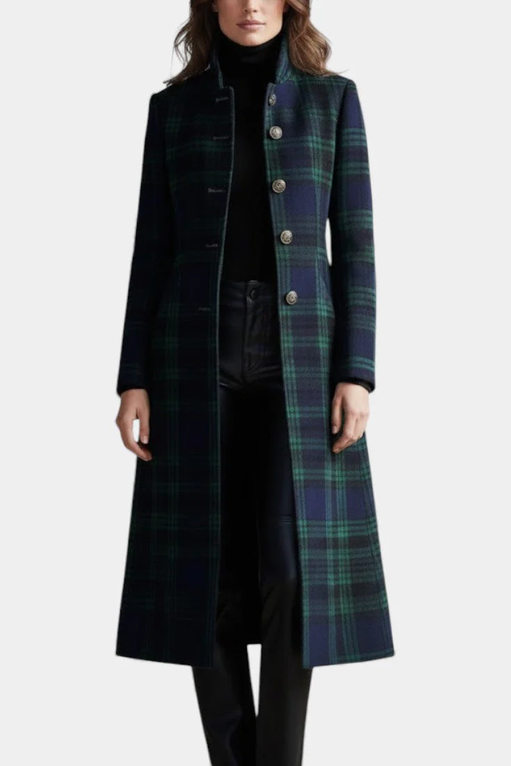 Madeleine | Manteau mi-long carreaux élégant