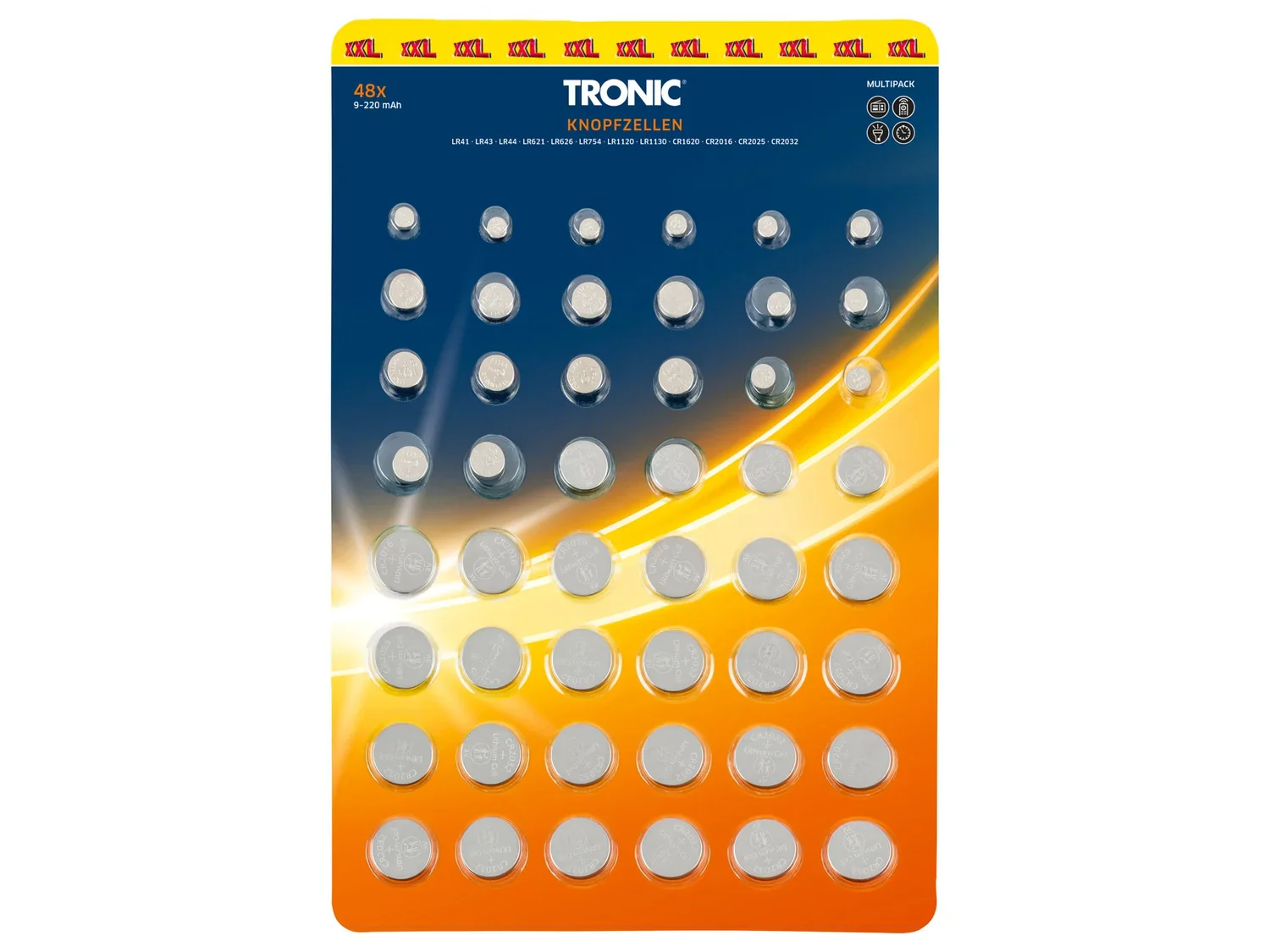 TRONIC Piles bouton, 48 pices