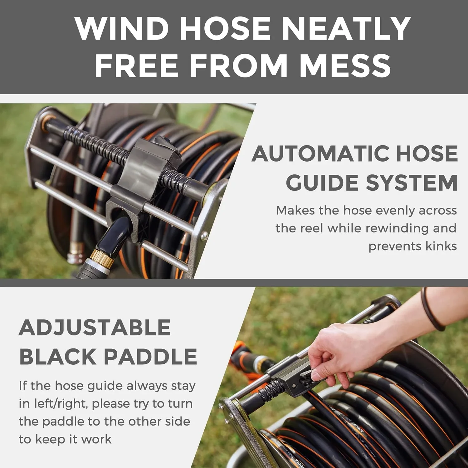 Giraffe Tools Heavy Duty Water Hose Reel Cart, Garden Hose Reel Cart with Wheels