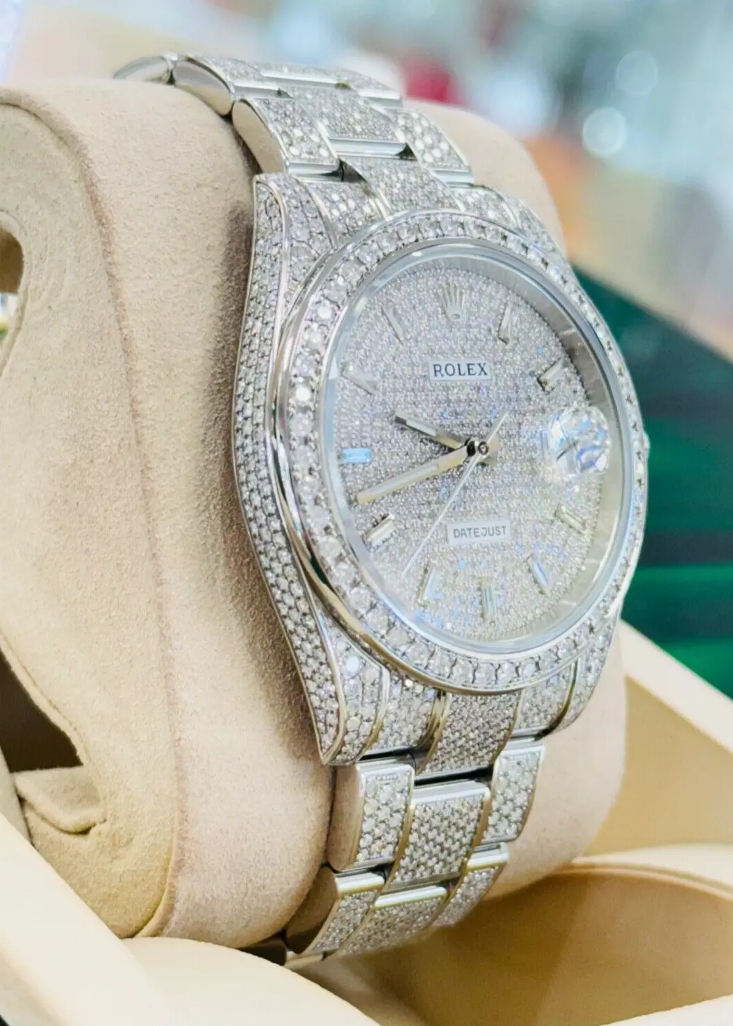 Rolex Datejust 41 126300 Fully Custom Diamond Pave Rectangular Dial