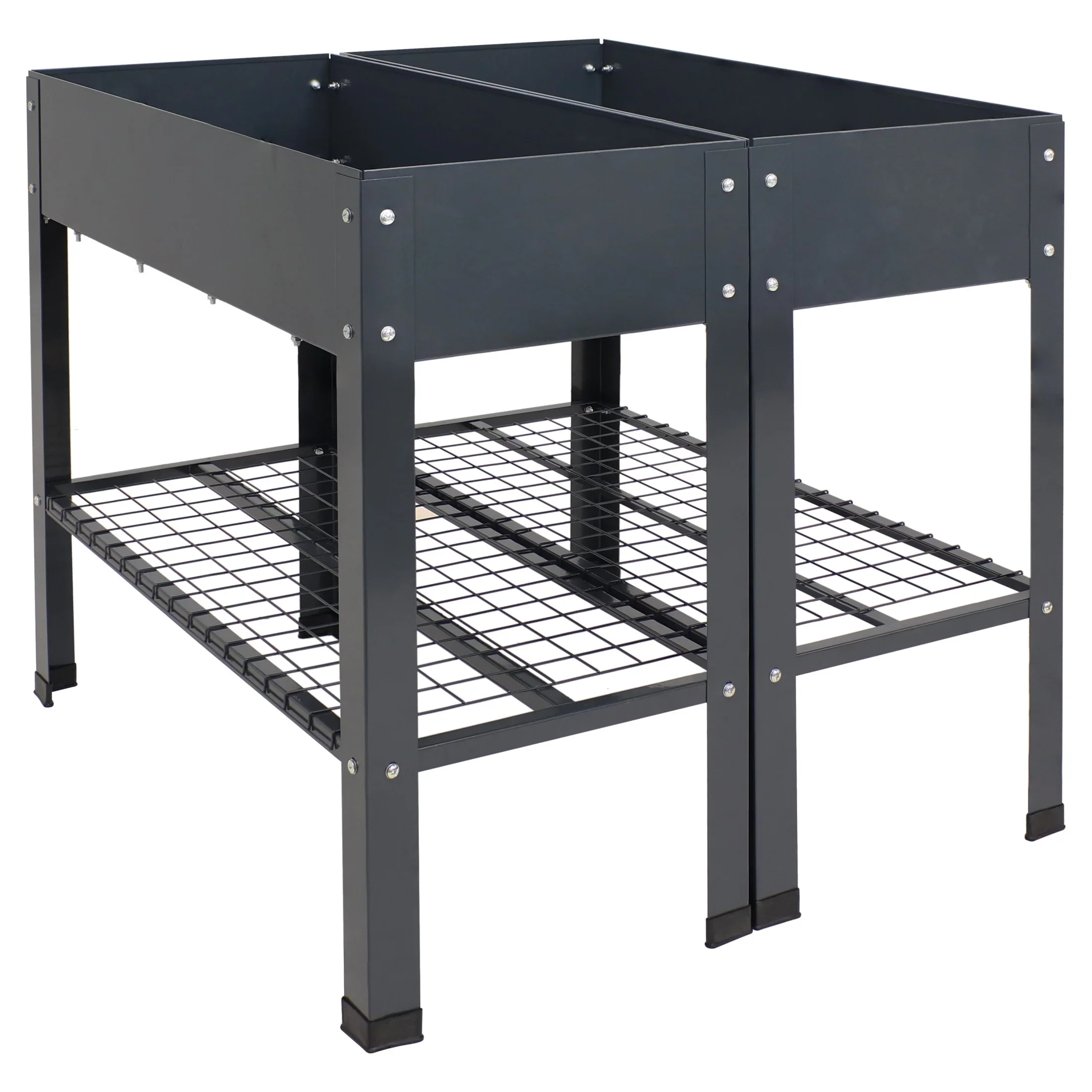 Sunnydaze 35.75 x 16 x 31.75 Black Galvanized Steel Raised Garden Bed, Set of 2