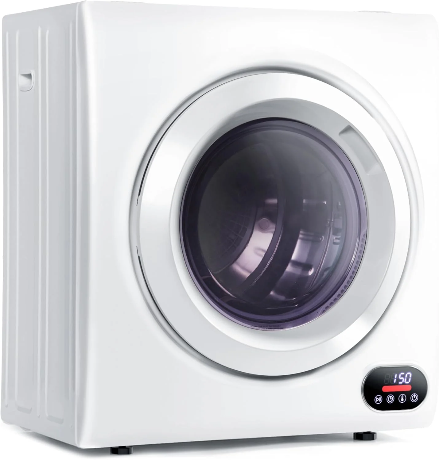 Sèche-linge compact, 3,5 pi³, chargement frontal, acier inoxydable, avec tuyau d'évacuation, 1500 W, panneau de commande LCD, 4 fonctions, portable, pour appartements, maisons, résidences étudiantes, blanc