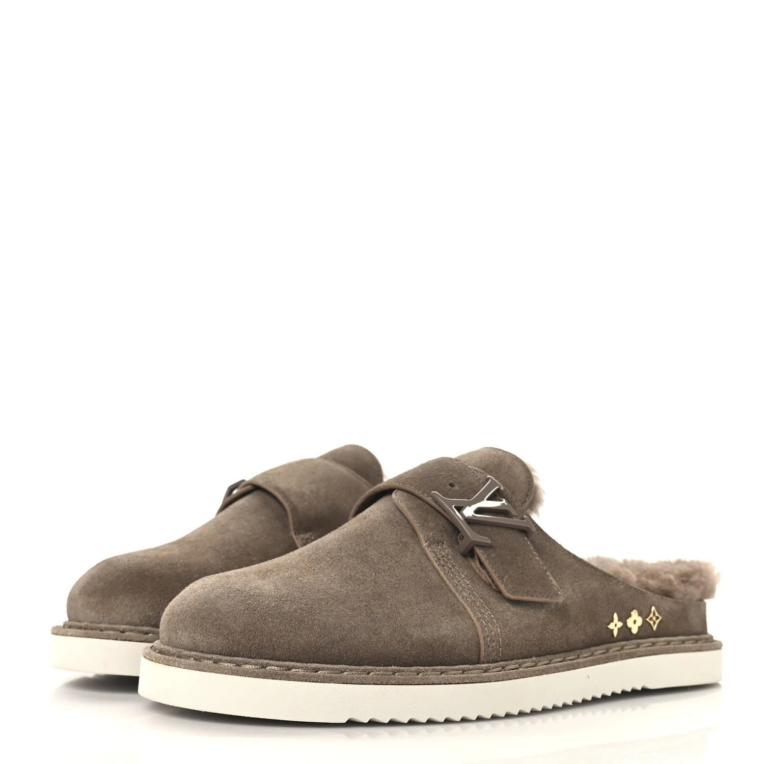 Monogram Fur LV Easy Mule 6 Brown