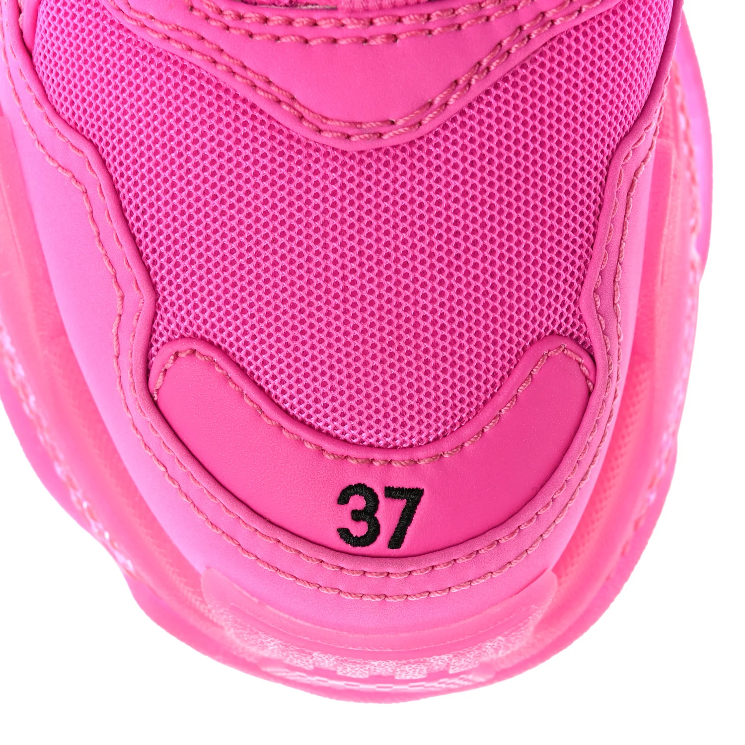 Fabric Mesh Clear Sole Fluo Womens Triple S Sneakers 37 Pink