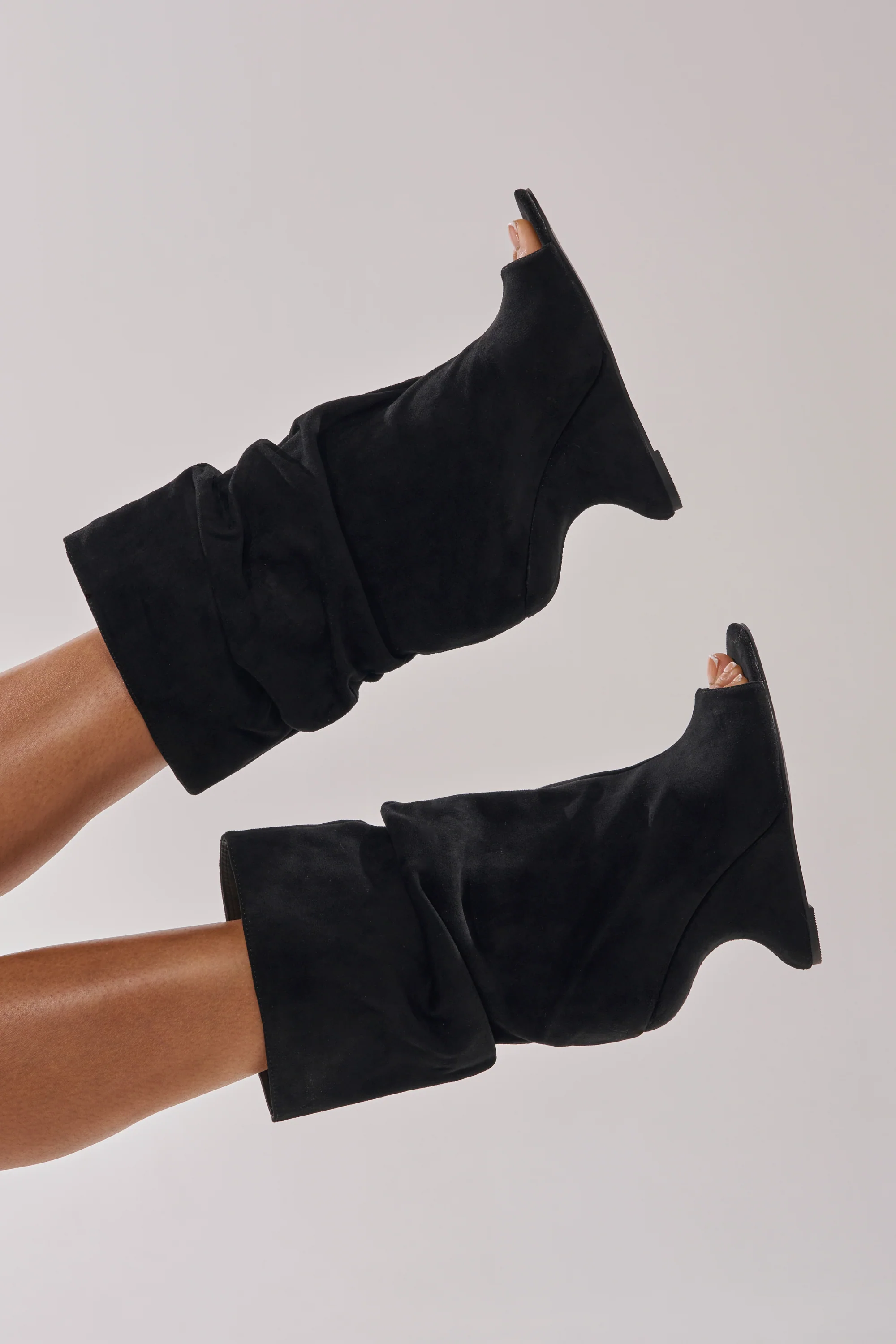 AZALEA WANG MARIN BLACK FAUX SUEDE WEDGE BOOTIE - Akira Store