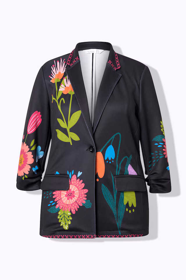Classic fit floral pattern scuba fabric blazer