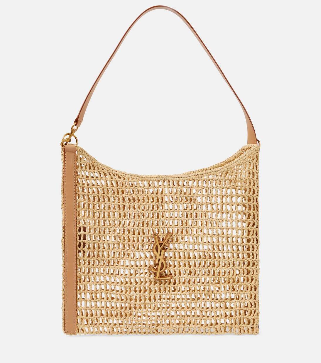 YSL【サンローラン】パリ カサンドラ ラフィア×レザー ショルダーバッグ ベージュ