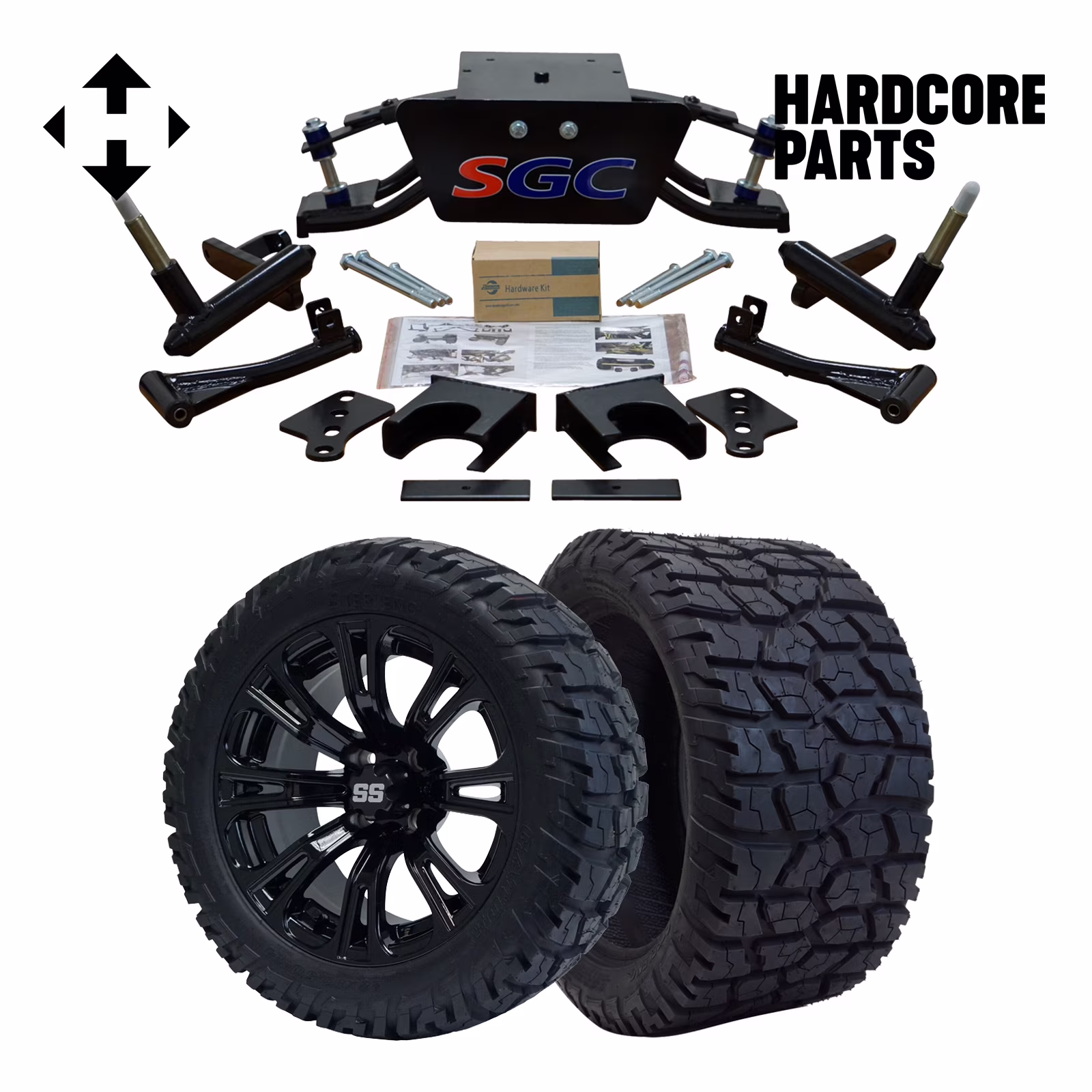 Hardcore Parts 6 Heavy Duty Double A - Arm Suspension Lift Kit for Club Car DS Golf Cart (1982 - 2003) with 14
