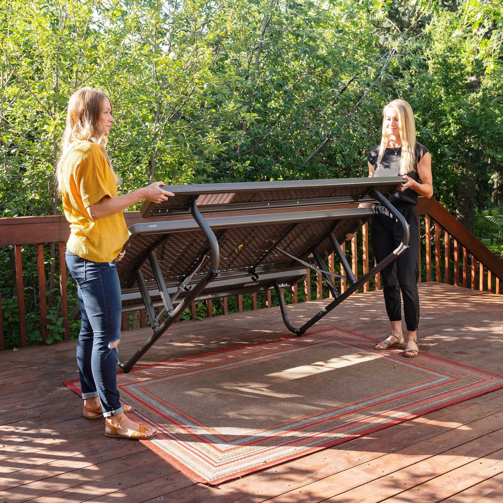 6 Foot Folding Picnic Table, Brown, 60105 Image 8
