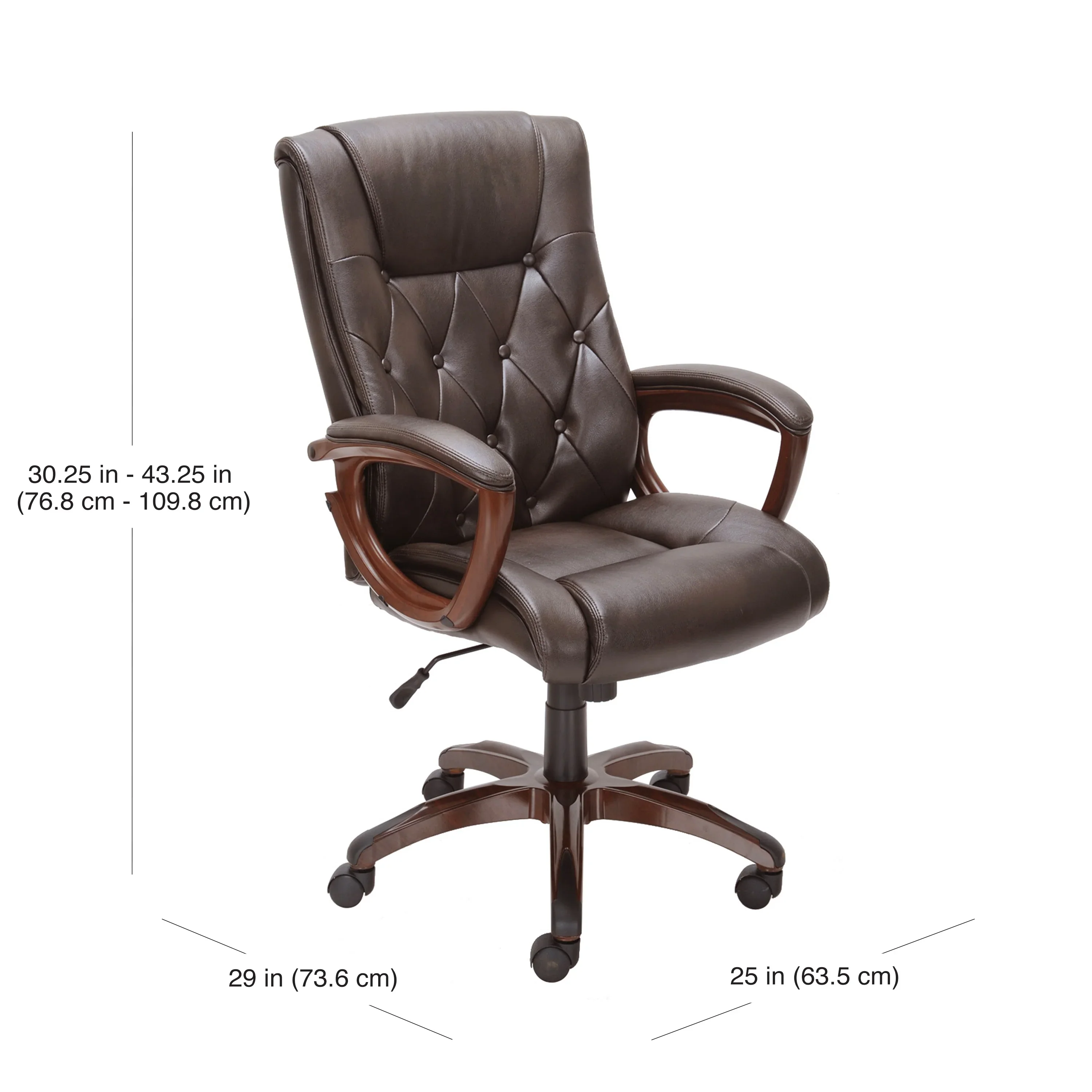 Better Homes and Gardens Executive, Mid-Back Manager's Office Chair with Arms, Black Bonded Leather