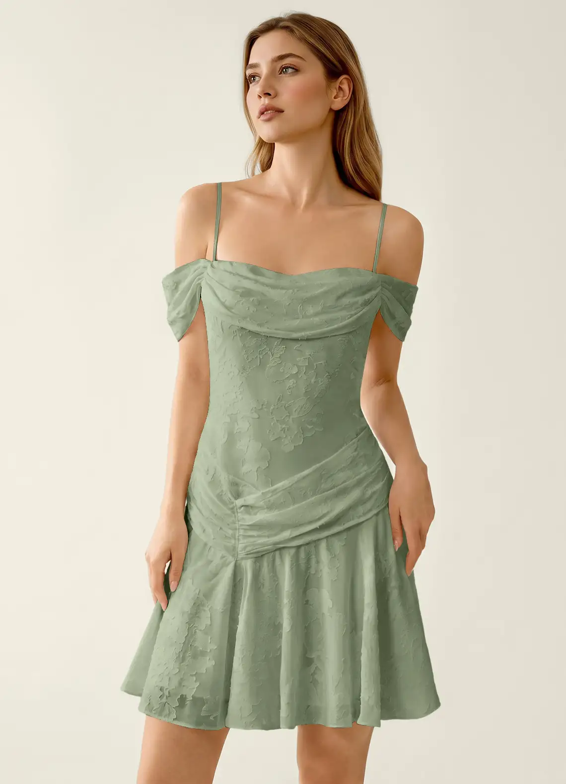 Delia Light Green Lace Column Mini Dress