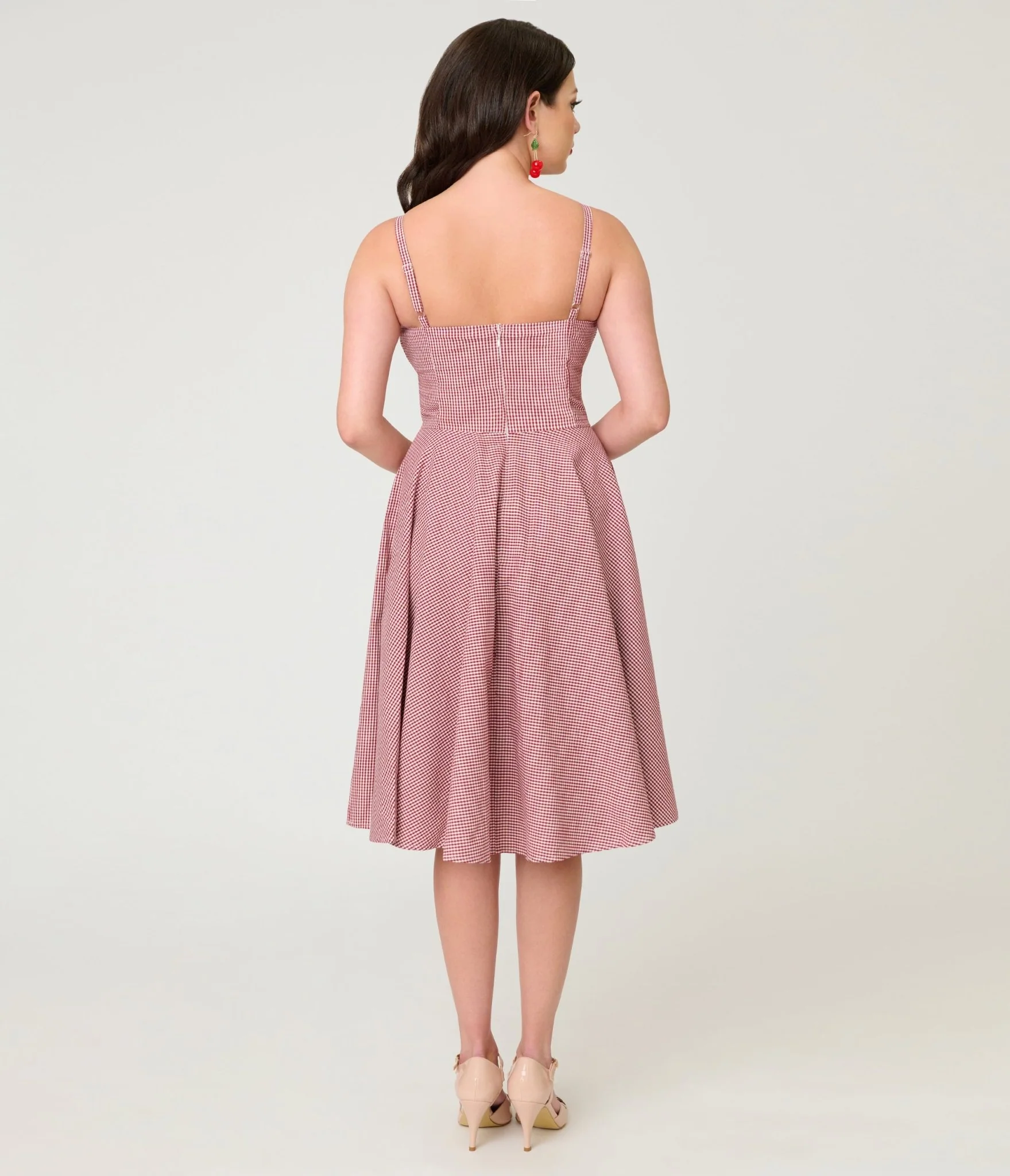 Timeless London Red Gingham Button Detail Swing Dress
