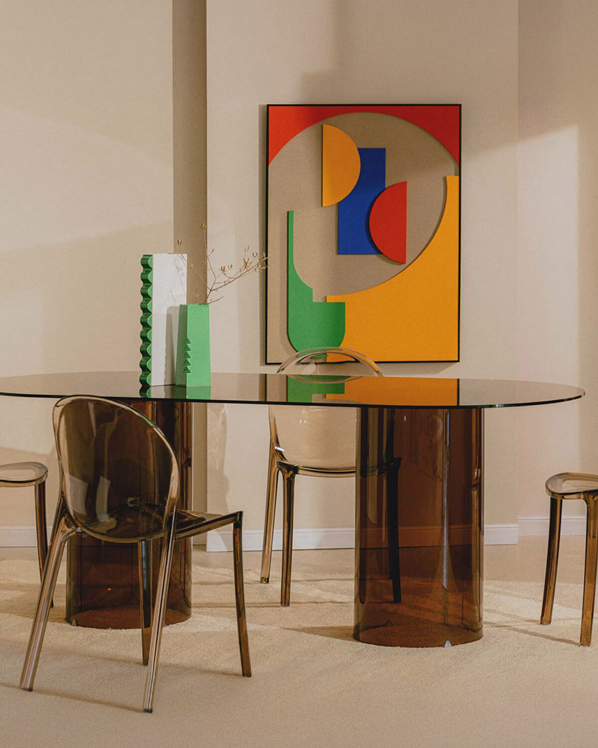 Kolu - Mesa de Comedor Ovalada de Cristal Templado (200x90 cm) Kolu