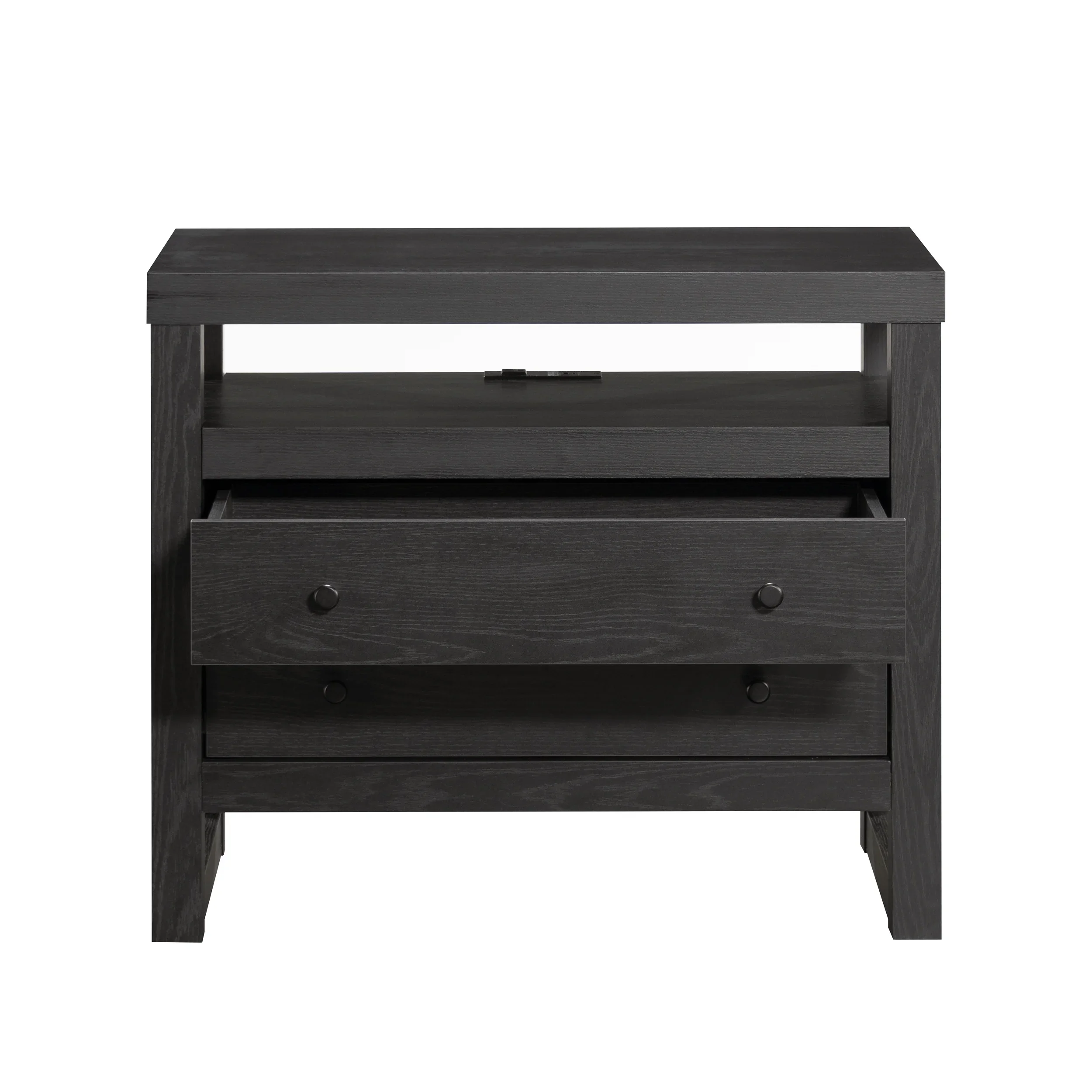 Better Homes & Gardens Ezra 2-Drawer Nightstand, Rich Black Finish
