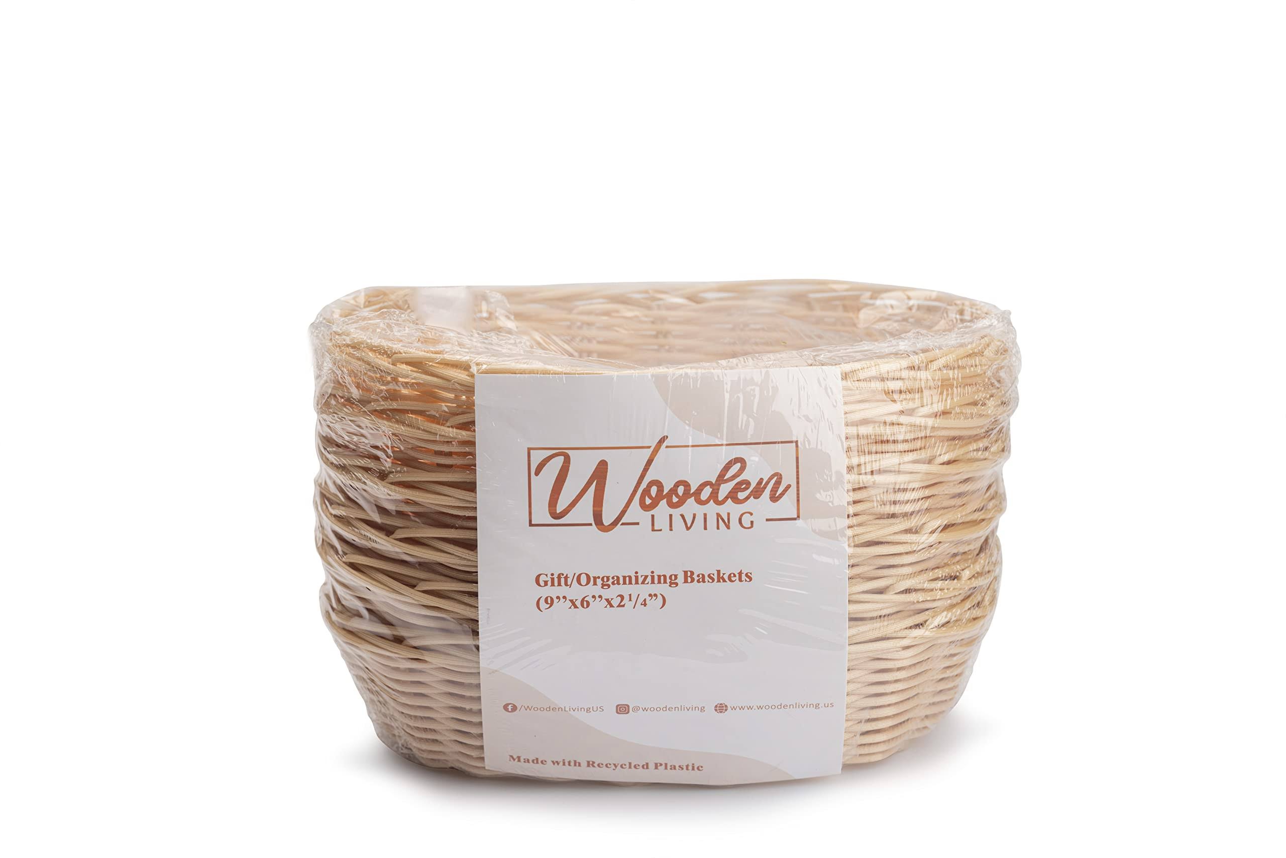 Baskets for Gifts Empty, Small Gift Basket | for Bread, Easter Fill, Montessori, Serving, Holiday/Christmas | Recycled Plastic Woven Wicker, Bulk