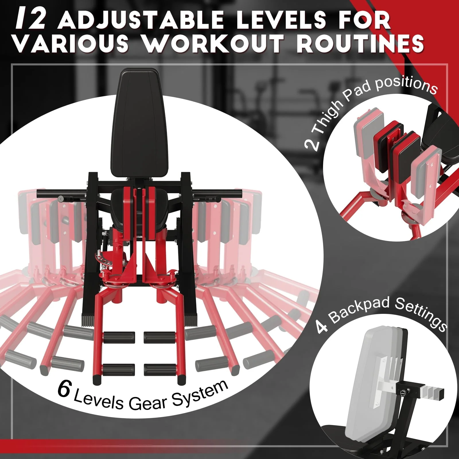 Syedee Hip Abductor Machine, Plate - Loaded Inner and Outer Thigh Machine, Thigh Master Hip Trainer, Hip Thrusters for Home Gym