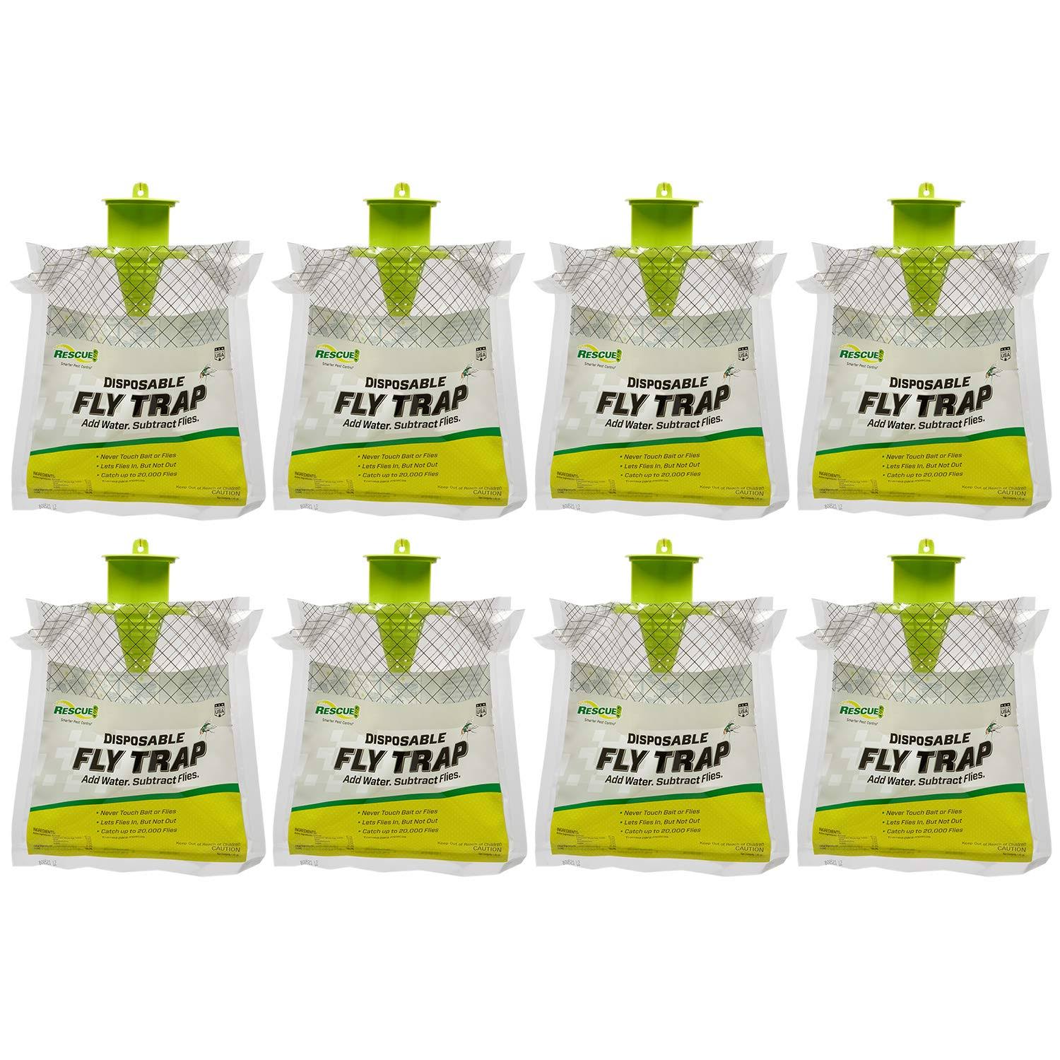 Rescue! Outdoor Disposable Hanging Fly Trap - 8 Pack
