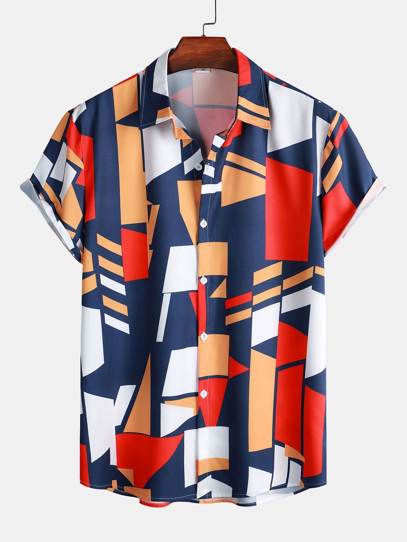Chemise boutonnée à imprimé géométrique et short de bain