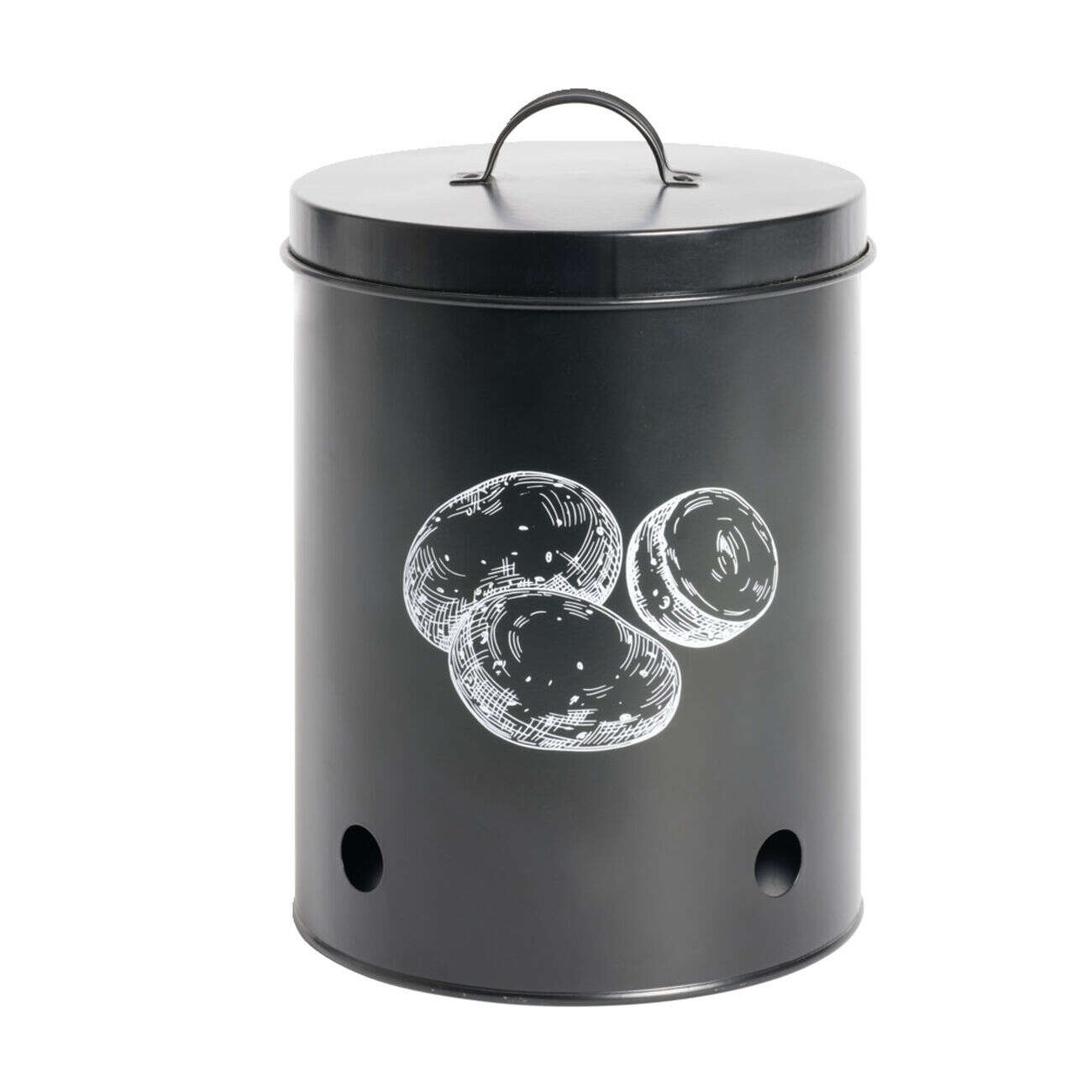 Boîte de conservation pommes de terre métal noir Ø18xH25.5cm