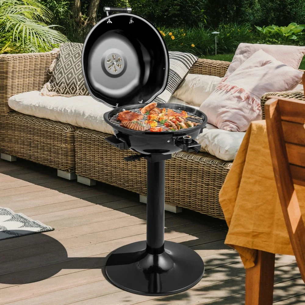 1600W Electric BBQ Grill with Removable Non-Stick Warming Rack, Cooking Space for Backyard, Patio and Parties(Black) - Image 9