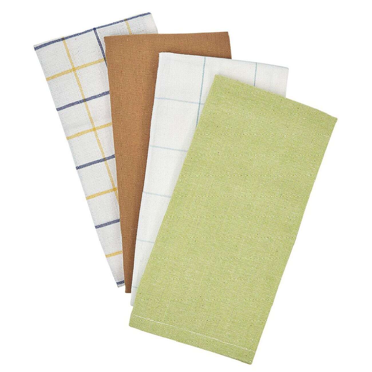 Torchon en coton imprimé et uni x4