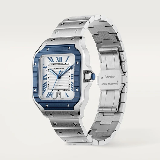 [Super Clone]SANTOS Blue PVD Bezel 39.8mm