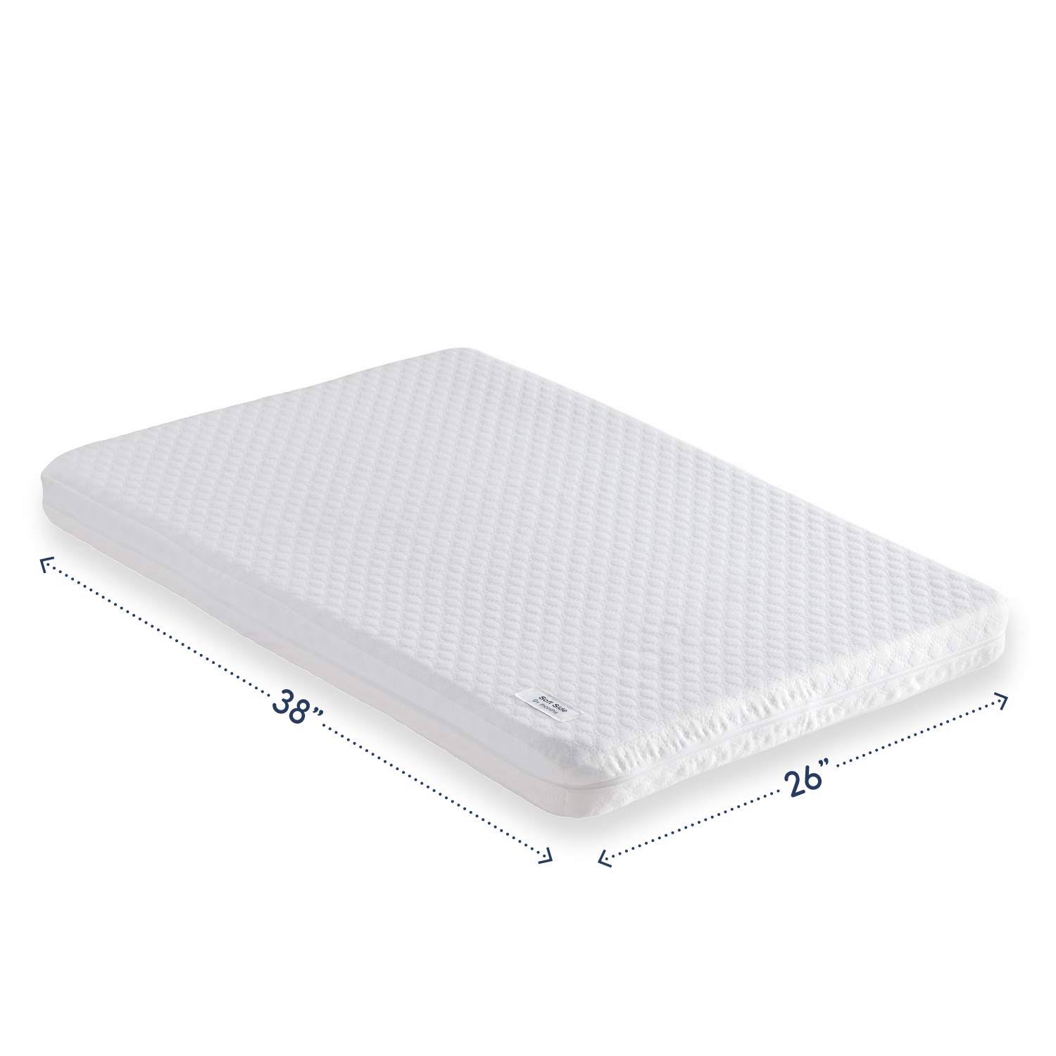 Hiccapop Pack and Play Mattress Pad [Dual Sided] w/Firm Side (FOR Babies) & Soft Memory Foam Side (FOR Toddlers) | Memory Foam Play Yard Mattress