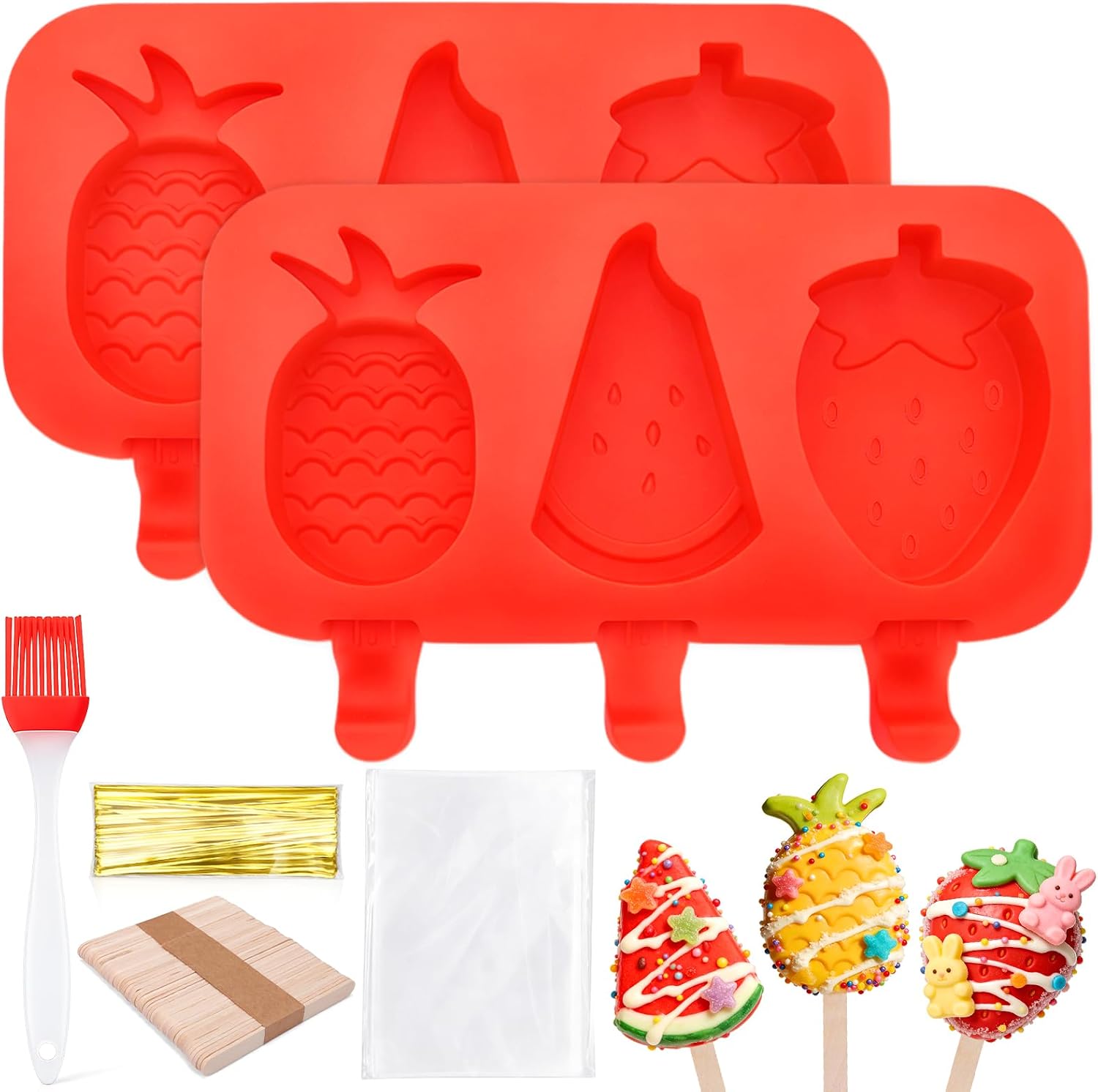 Juome Cake Pop Mold Kit, Large Cakesicle Molds Silicone with Sticks & Bags
