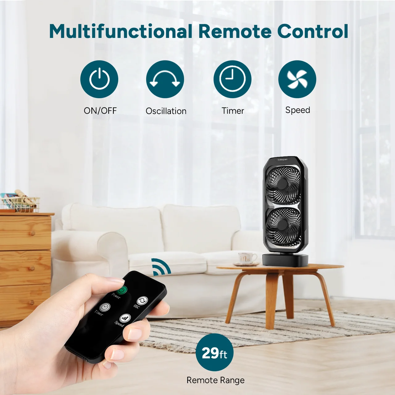 16 inch Dual Oscillating Tower Fan