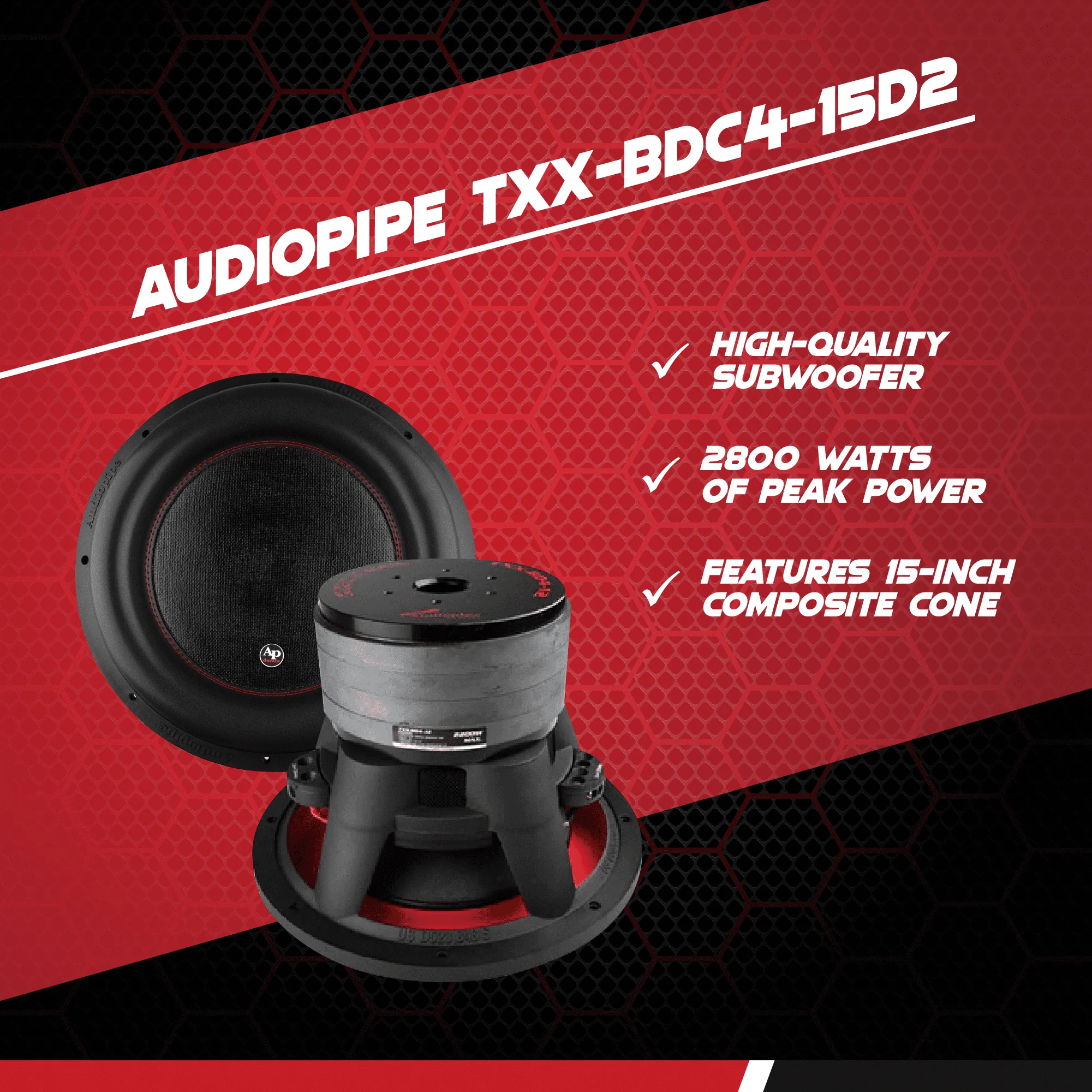 Audiopipe TXX - BDC4 - 15D2 15 - Inch Subwoofer Dual 2 Ohm 1400 Watts RMS Car Audio
