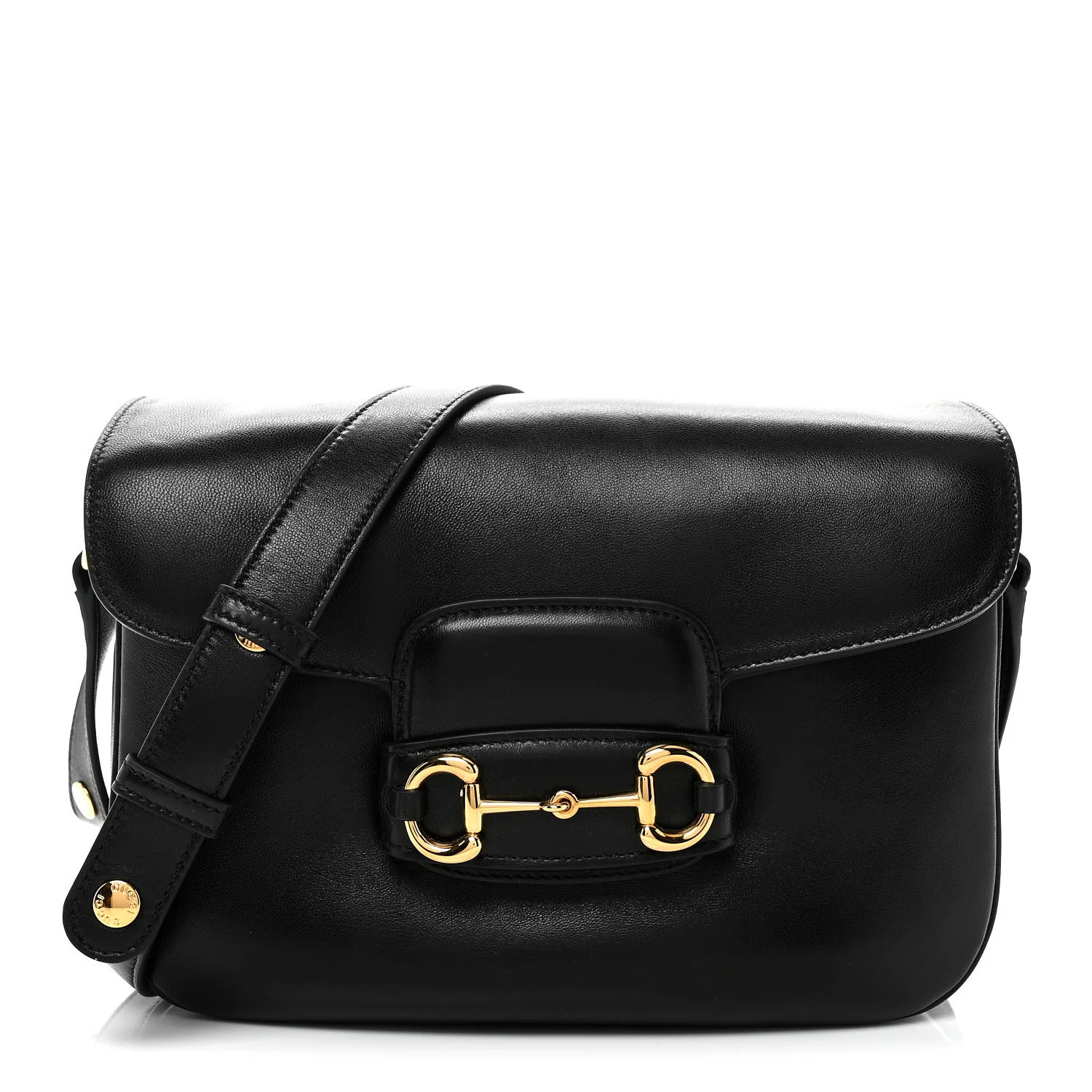 Calfskin Horsebit 1955 Aura Small Shoulder Bag Black