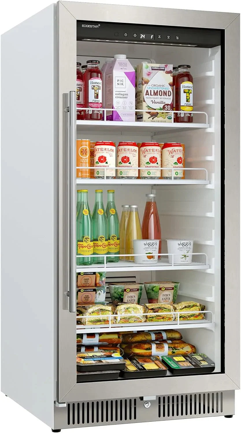 22" Wide 10.1 Cu. ft. Commercial Beverage Merchandiser - Stainless Steel, Temp Alarm, Reversible Door