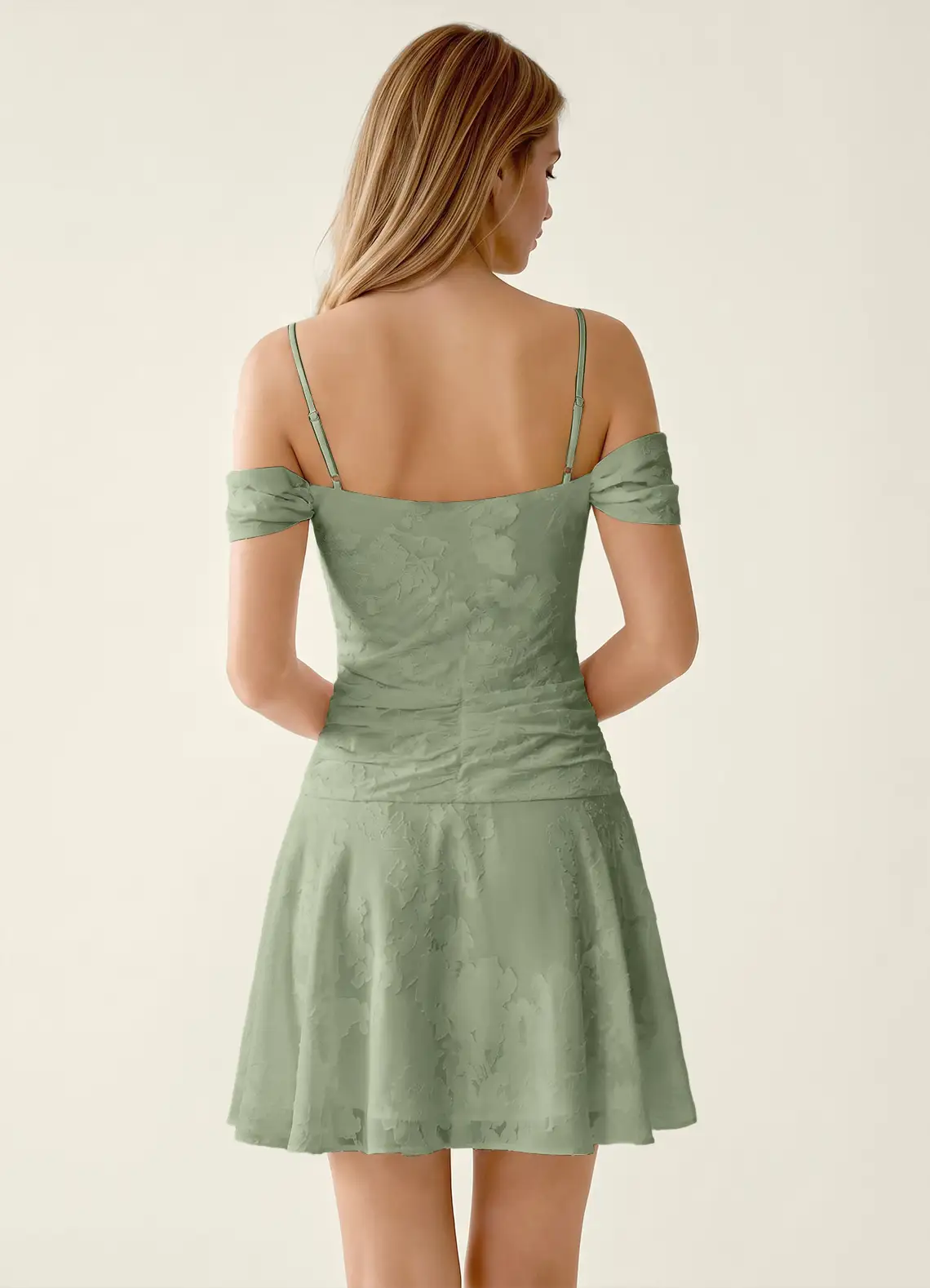 Delia Light Green Lace Column Mini Dress