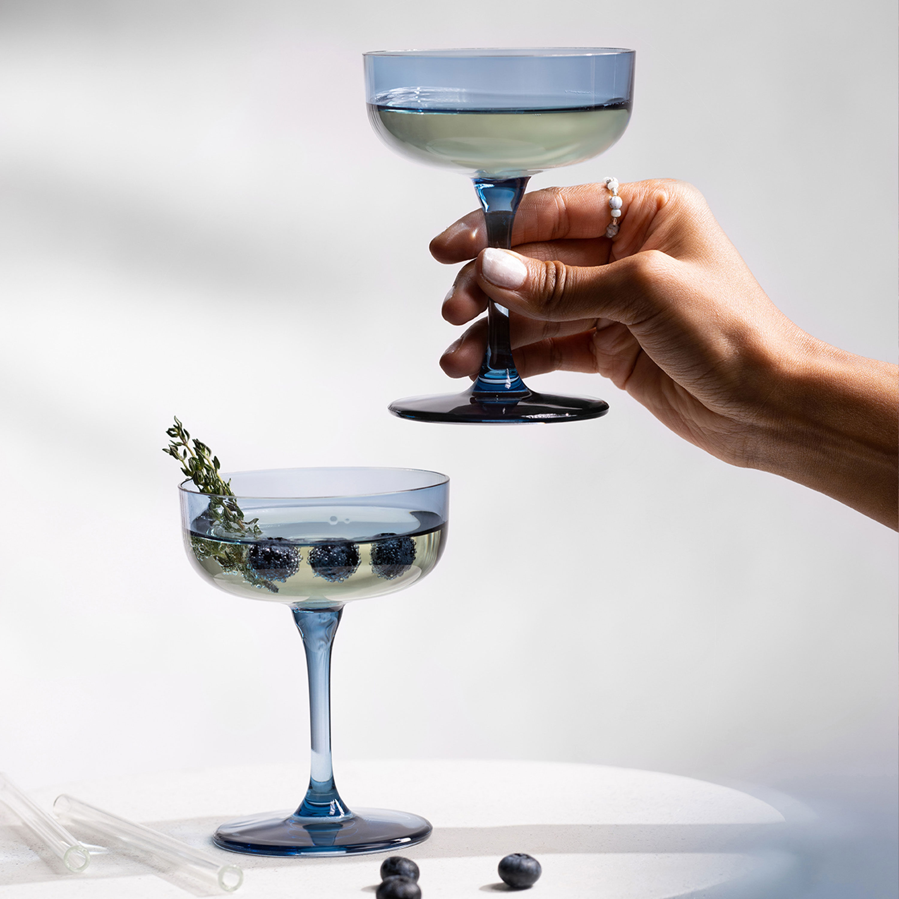 Like Glass Champagne coupe glass - Blue, 4.1 oz, crystal glass