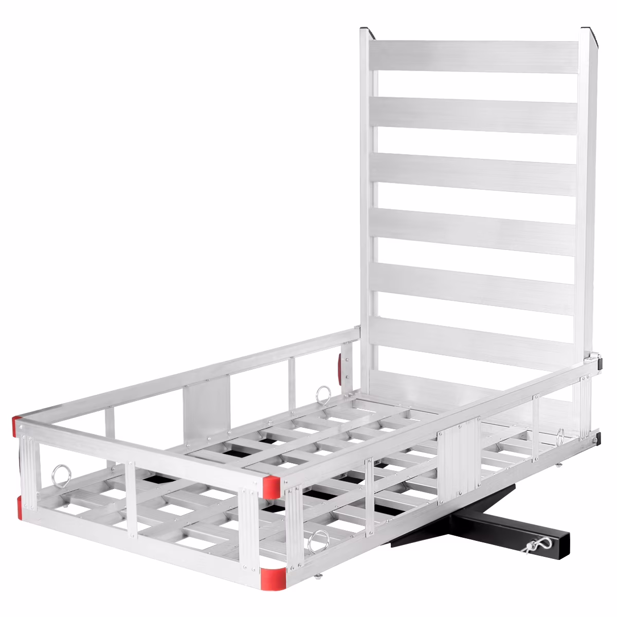 Costway 50'' x 29.5'' Aluminum Cargo Carrier with Ramp Hitch - Mounted Mobility Carrier Hauler