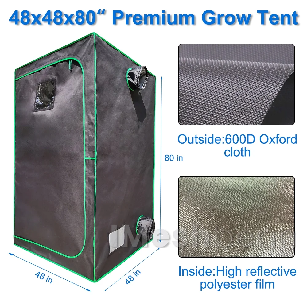 48" x 48" x 80" Grow Tent Kit with Full Spectrum LED Plant Growth Lamp, Air Ventilation Filter System Thermostat - Image 3