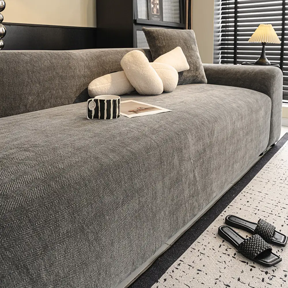 Herringbone Full Coverage Scratch-Resistant Sofa Protection Magic Stretch  Sectional Couch Cover