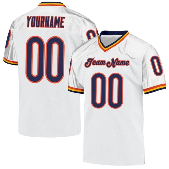 Custom White Navy-Orange Mesh Throwback Jersey
