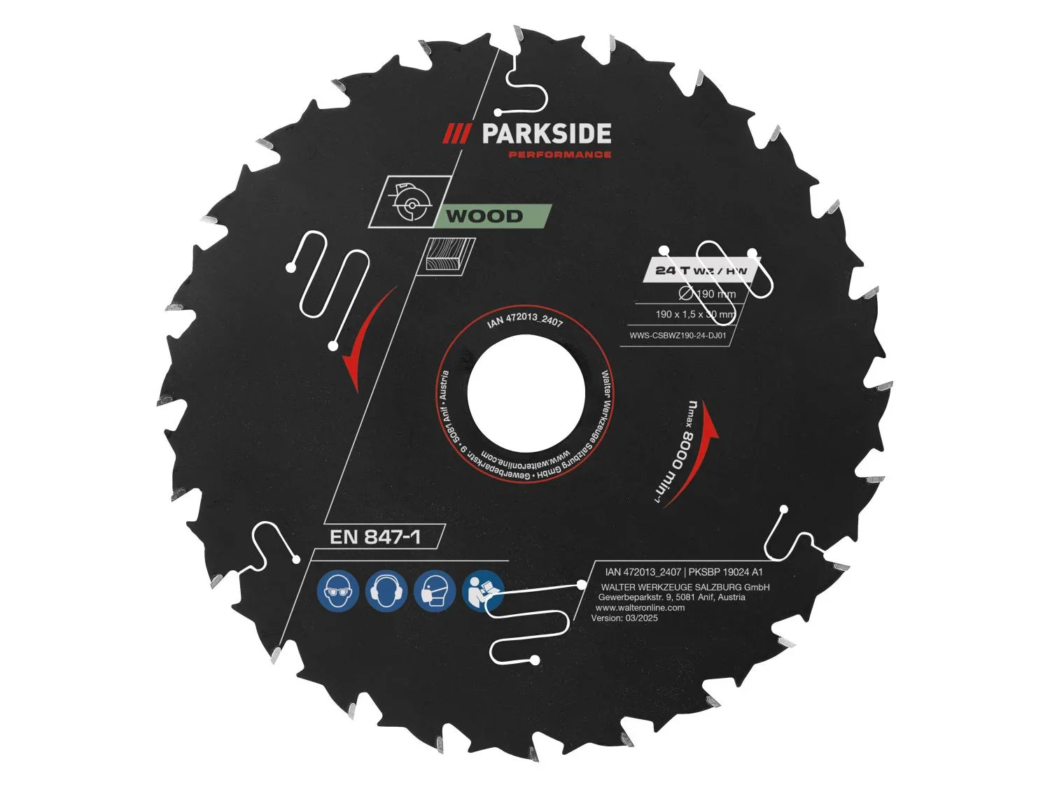 PARKSIDE PERFORMANCE Lame de scie circulaire, 190 mm, 24 dents, 48 dents, 60 dents
