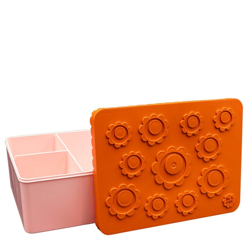 Matboks i plast treroms 7x14x19 cm Blomst oransje/rosa