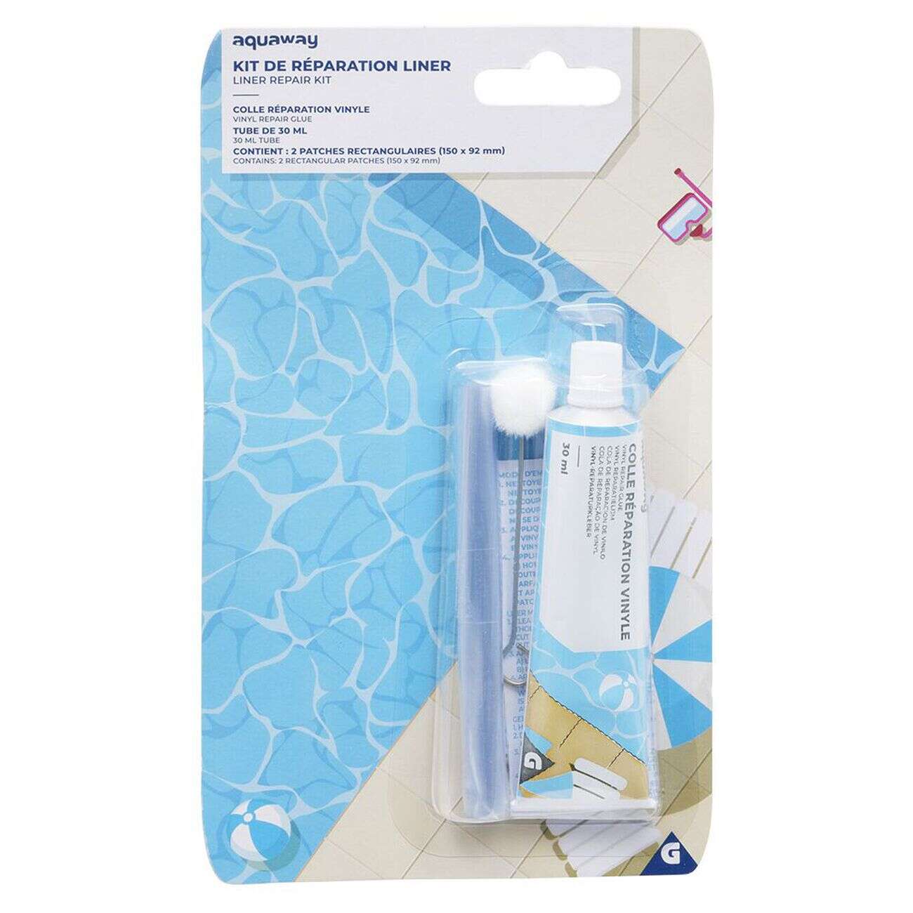 Kit réparation piscine liner colle et patchs