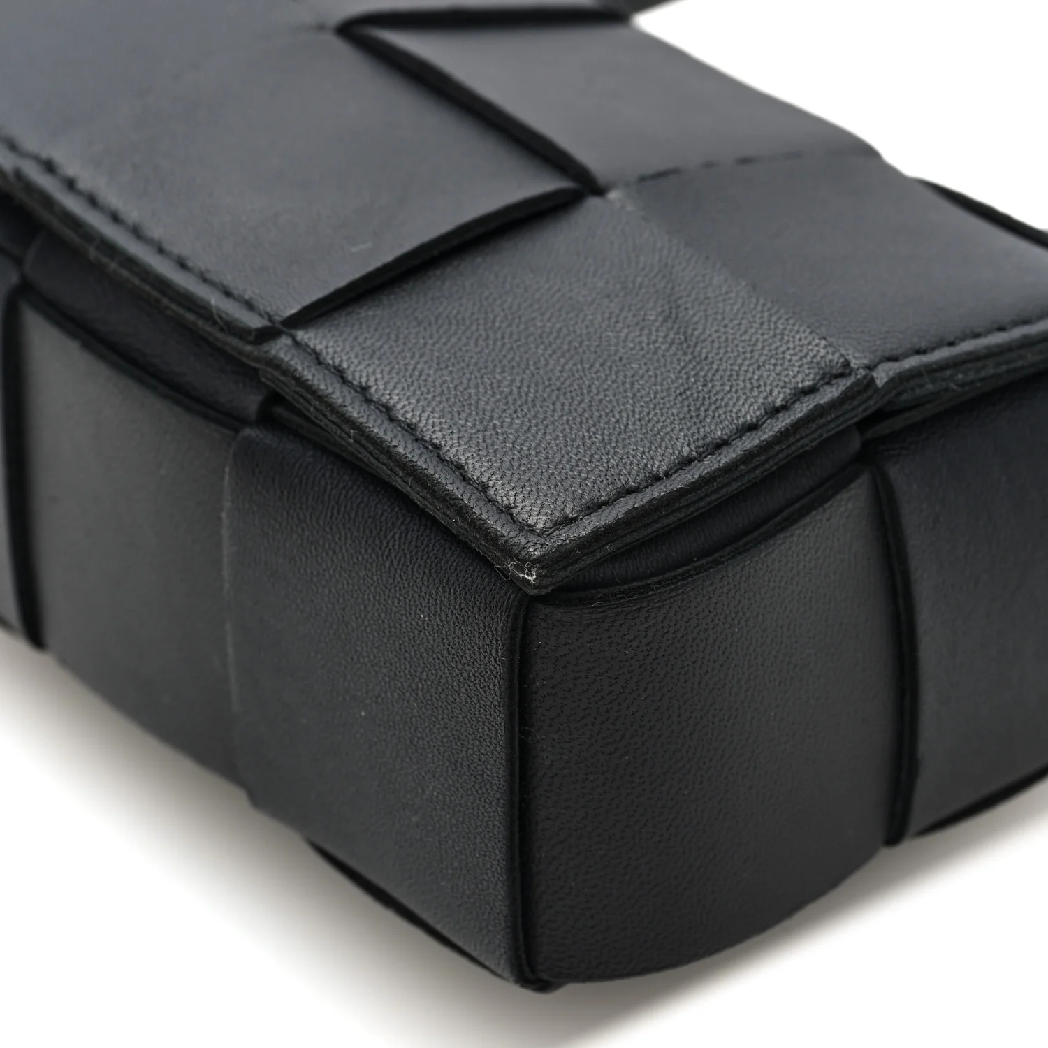 Lambskin Maxi Intrecciato Extra Mini Cassette Crossbody Bag Black