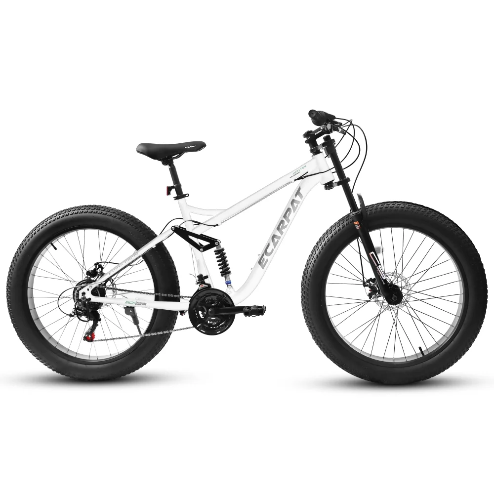 26 inch Mountain Bike for Men, 26*4" Fat Tire Mountain Bicycles,Full-Suspension 21-Speed Drivetrain with Disc Brakes(Teen) - Image 2