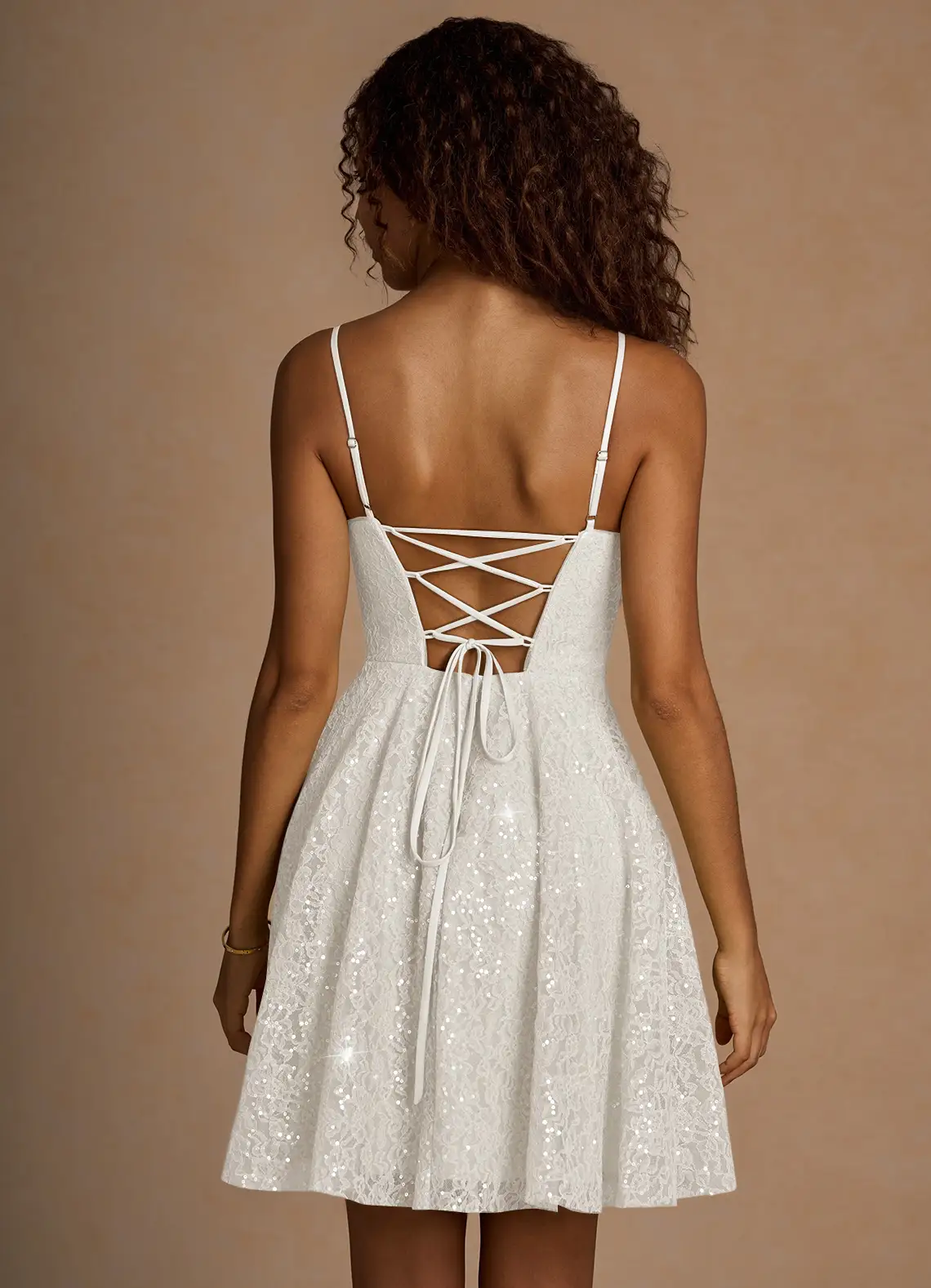 Xenia White Sequin Mini Dress