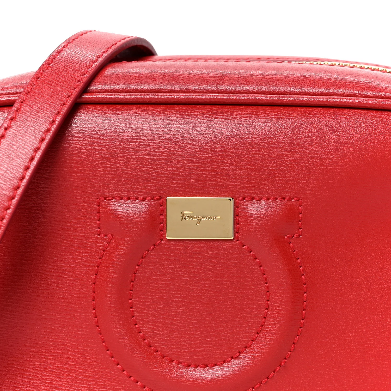 Calfskin Gancini Camera Crossbody Bag Red