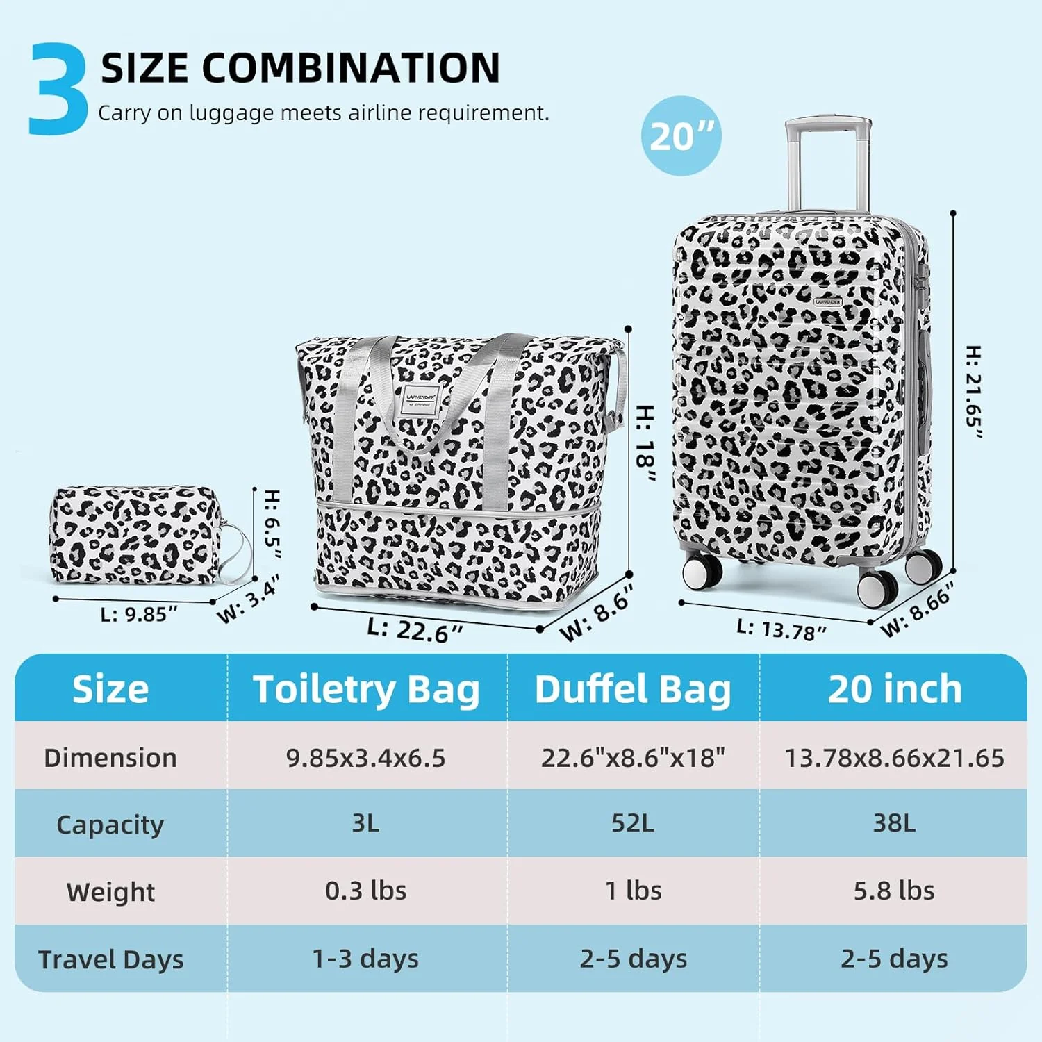 Ensemble de 6 valises, ensemble de valises rigides extensibles avec roulettes multidirectionnelles, ensemble de bagages à roulettes légers