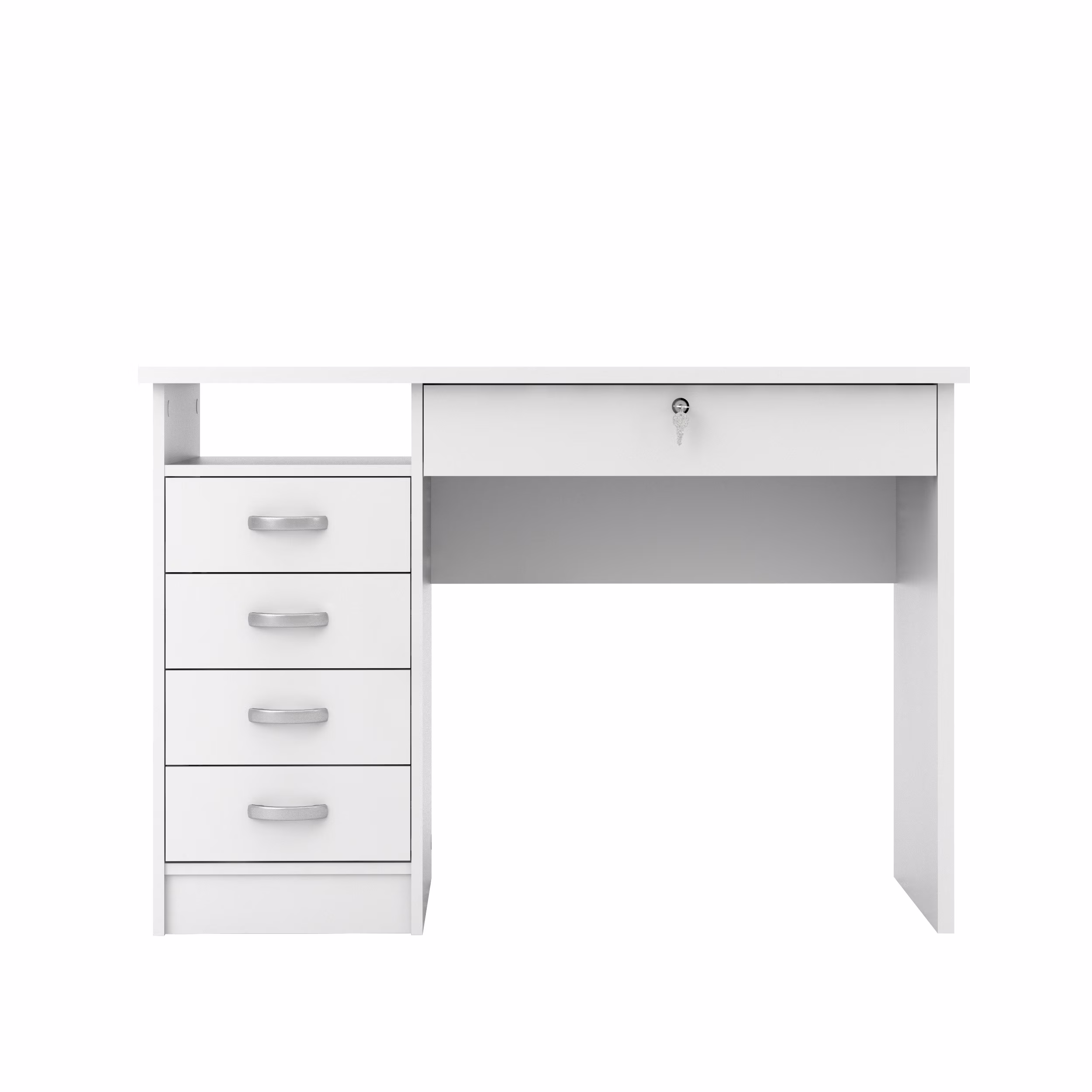 Walden 5 Drawer Office Desk with 1 Locking Drawer for Adults, White(White)